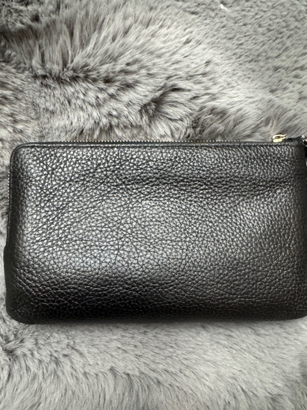 Coach Black Pebbled Leather Wristlet with Gold Accent - Picture 2 of 8